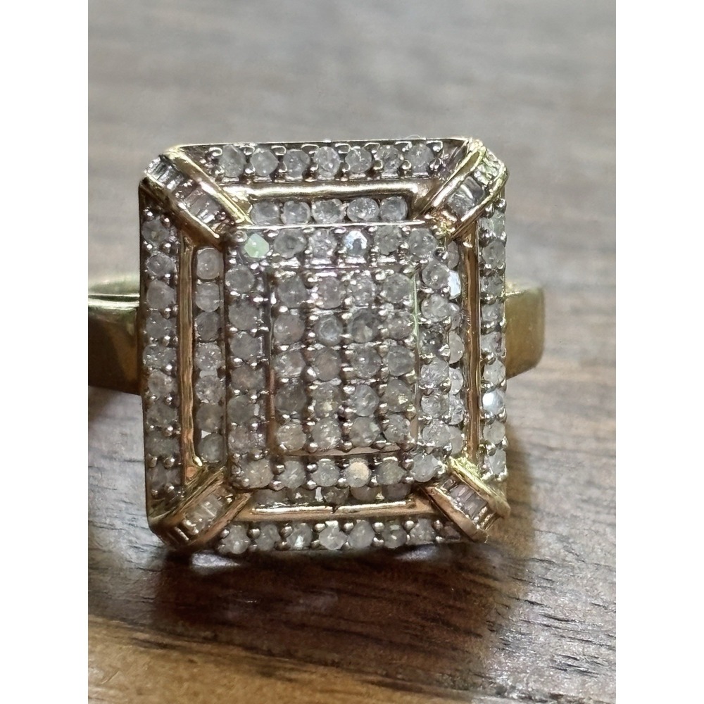 Heng Ngai HN Designer Diamond Cluster Sterling Silver Vermeil Band Ring Sz 8